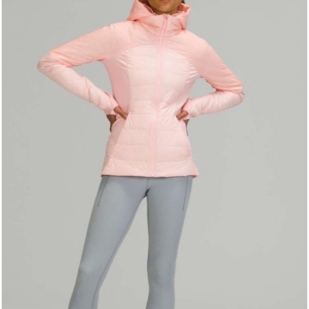 Lululemon Goose Down For It All Jacket Full Zip Hood Size 6 Pink Mist